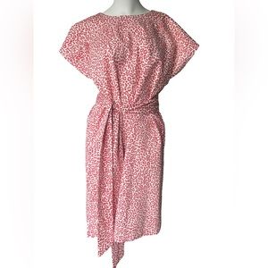 Reilly Short Sleeve Cotton Pink Cheetah Print Dress with Pockets and Belt